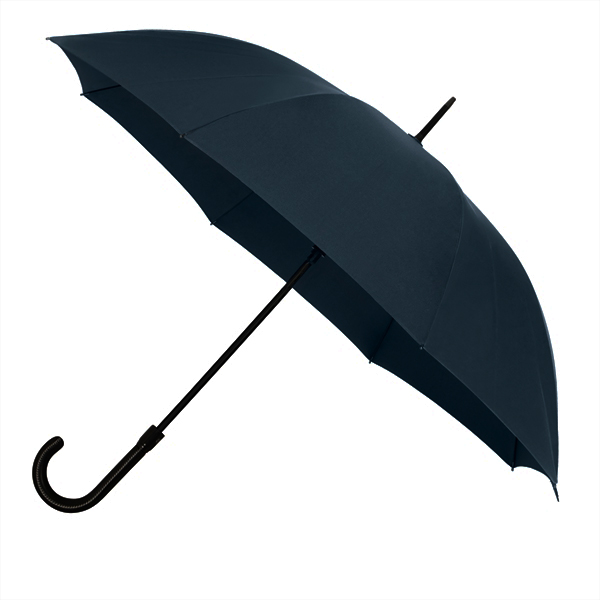 Paraply de luxe navy med læder -
