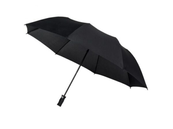 Sort kompakt paraply i sort set fra siden