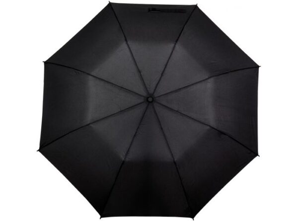 Stor kompakt paraply i sort set fra toppen